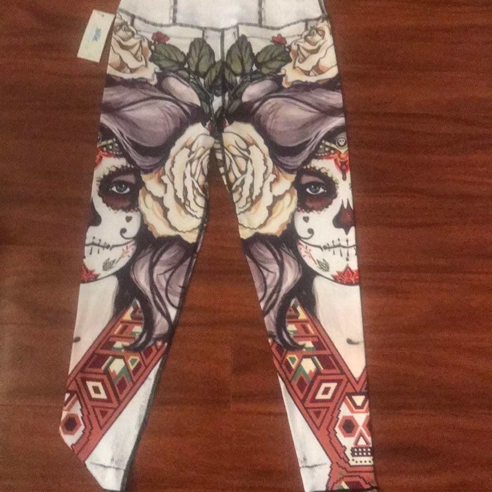 Lotus Leggings Day of the dead design
